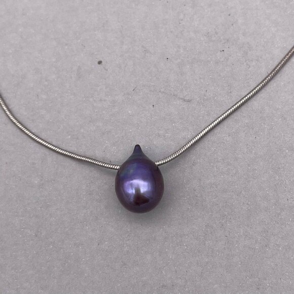 925 Sterling Silver Peacock Pearl Pendant Necklace 17 to 20 Inches - Picture 3 of 6